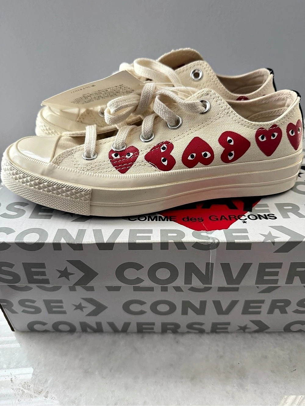 Converse x Comme des Garçons PLAY Chuck 70 Heart Print Sneakers US 6 Like New